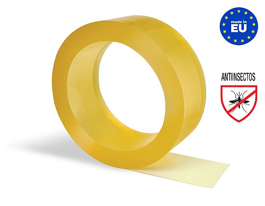 Bobina de lama de PVC de la gama Antiinsectos transparente amarilla, 200 × 2 mm