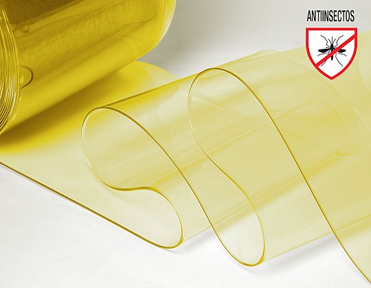 Lama de PVC de la gama Antiinsectos transparente amarilla, 200 × 2 mm desplegada