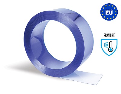 Rollo Lama PVC Flexible (50 metros lineales) 150x3mm Gran Frío Transparente Azulado