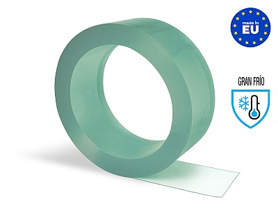 Rollo Lama PVC Flexible (50 metros lineales) 200x2mm Gran Frío Transparente Verdoso