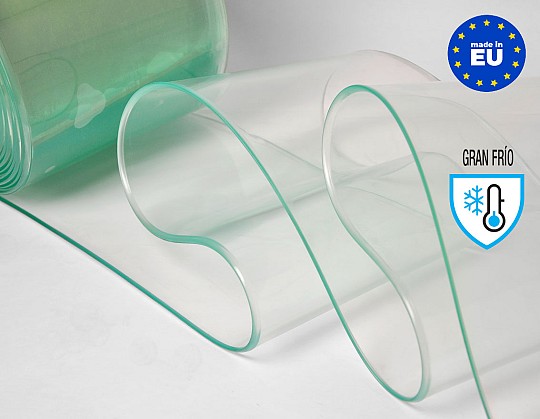 Lama de PVC Gran Frío verdosa, 200 × 2 mm desplegada