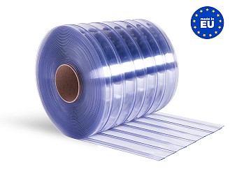 Rollo Lama PVC Flexible (50 metros lineales) 200x2mm Nervado Normal Transparente Azulado