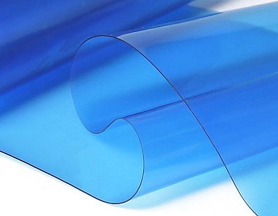 Rollo Film PVC Flexible (20 metros lineales) 1400mmx600micras Color Transparente Azul
