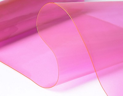 Rollo Film PVC Flexible (20 metros lineales) 1400mmx600micras Color Transparente Rosa Fluorado