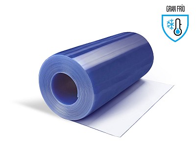 Rollo PVC Flexible (20 metros lineales) 1200x5mm Gran Frío Transparente Azulado